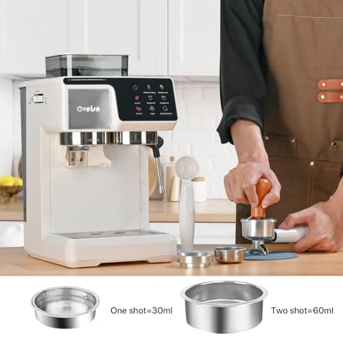 oveisn Espresso Machine 20 Bar, Coffee Maker with grinder 20 Grind Settings,Coffee Machine w/Milk Frother & Touchscreen, Professional Home Espresso Maker for Latte Cappuccino 6