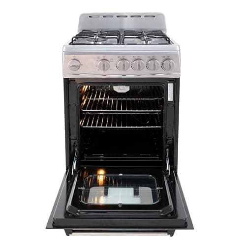 Avanti Gas Range Oven, Compact Freestanding Design, 4 Sealed Burners with Electronic Ignition, 2.1 Cu.Ft. Capacity Features Storage Drawer Broiler and Accessories, 20-Inch, Black 7