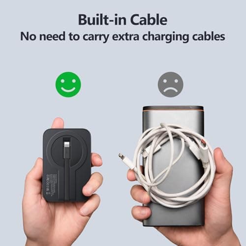 EMNT Mini Portable Charger, Portable Charger for iPhone, 5200mAh Smallest Power Bank with Built-in Cable, Battery Pack Compatible with iPhone 14, Plus, Pro Max,13,12,11,XS,XR,X,8,7,6s,AirPods etc 5