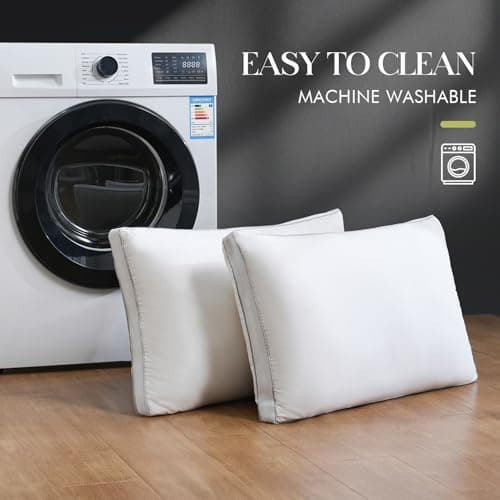 Yalamila Goose Down Bed Pillows Queen Size Set of 2 (White), Hotel Collection Pillows for Sleeping, Gusseted Pillow for Side, Back, or Stomach Sleepers, 20" x 30" 5