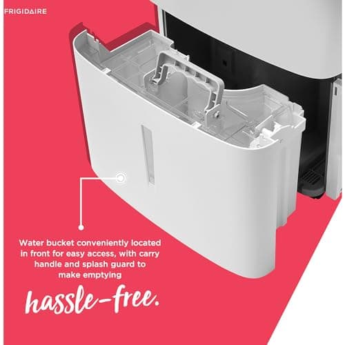 Frigidaire 50-Pint Portable Dehumidifier for Basement, Home, and Attic, 115V, Quiet Moisture Absorber for Humidity Control with Auto Shut-Off and Removable Water Bucket/Continuous Drain Option, White 9