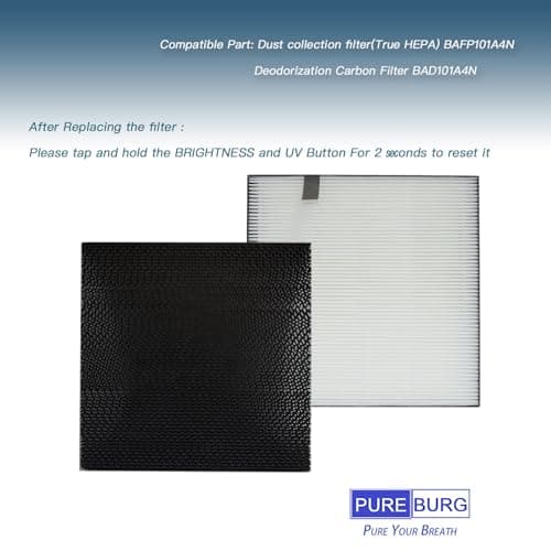 PUREBURG Replacement Filter Set Compatible with DAIKIN MCB50YSAU MC55W Air Purifier,H13 True HEPA Deodorization Carbon Air Clean Dust VOCs Odor 5