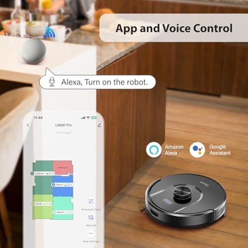 Tikom Robot Vacuum and Mop Combo, 5000Pa Suction, Smart Mapping, 45dB Robotic Vacuum Cleaner for Carpets, Pet Hair, Hardfloors (L8000 Pro) 6