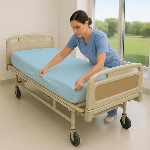 2 Pack Fitted Hospital Bed Sheets - Soft Microfiber Hospital Fitted Sheet - Hospital Bed Fitted Sheets (Light Blue, 36" x 84" x 12") 5