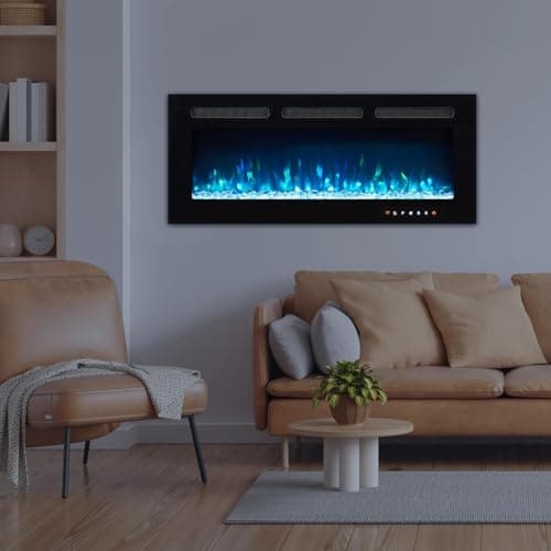 Electric Fireplace 30 with Remote and Touch Screen Electric Fireplace Inserts Recessed 12 Flame Colors Heater Wall Mount with Carbon Crystal Logs 750W 1500W