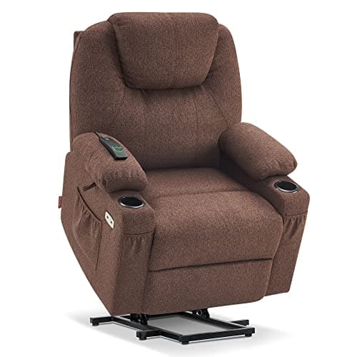 MCombo Power Lift Recliner Chair for Elderly, Lift Chair with Heat and Massage, FSC Certified, USB&Type C Ports, Cup Holders, Fabric 7040 (Medium,Brown)
