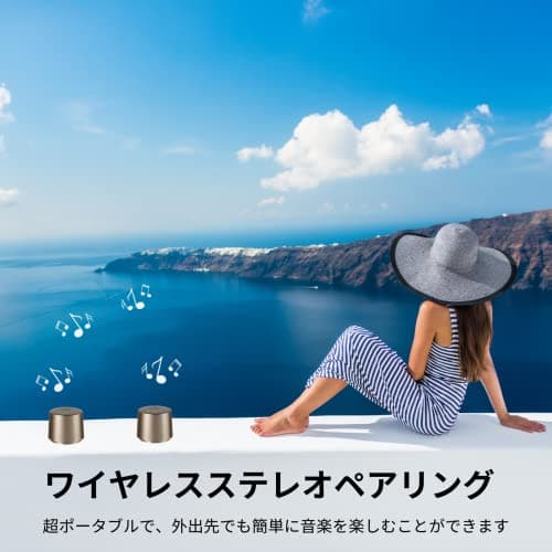 HOAIYO TWS Portable Wireless Speaker with Built in Mic and Play 2 Speakers Together (Gold) 5