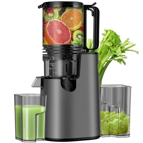 Cold Press Juicer, Juicer Machines with 5.8" Wide Feed Chute for Juice Extractor, Slow Masticating Juicer for Vegetables & Fruits with High Juice Yield, Easy to Clean (Black)