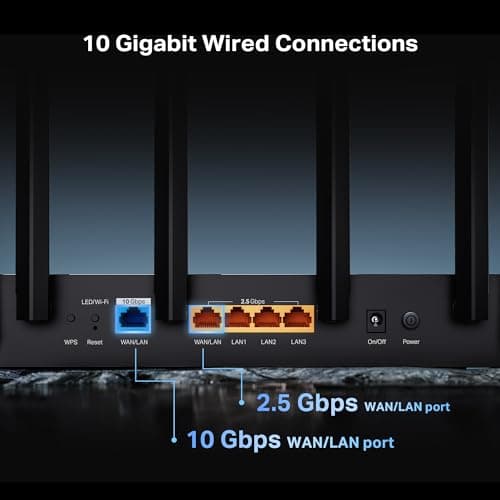 TP-Link Tri-Band BE9700 WiFi 7 Router (Archer BE600) – 10G Port, 2.5G Port, 3× 2.5G LAN, 320MHz Channel, Covers up to 2,600 sq. ft., 120 Devices, VPN, HomeShield Security 5