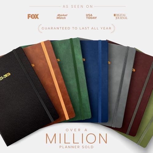 Ensight 2025-2026 HARDCOVER Leather Planner Weekly & Monthly - 8.5x11 Inches - Academic Planner Business Personal or Student - Pen Holder, Thick Paper, July 2025 - June 2026 (Olive Green) 6