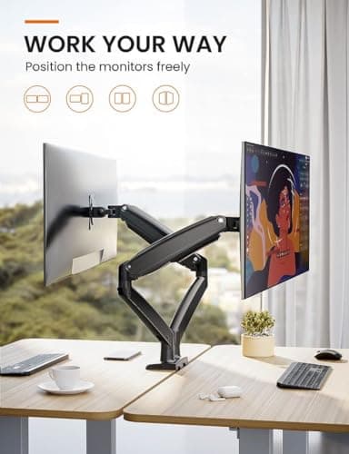 ErGear Dual Monitor Desk Mount up to 40 inches Screens, Max 26.4lbs Capacity Each, Heavy Duty Ultrawide Monitor Arm with USB Ports, Height Adjustable Monitor Stand, VESA 75x75mm or 100x100mm, Black 8