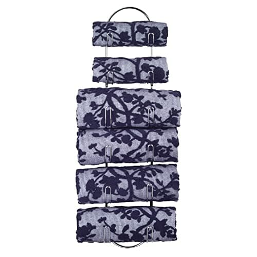 mDesign Steel Wall Mount Towel Rack with 6 Compartments - Towel Holder and Towel Storage Shelf Organizer for Bathroom, Powder Room - Chrome 8