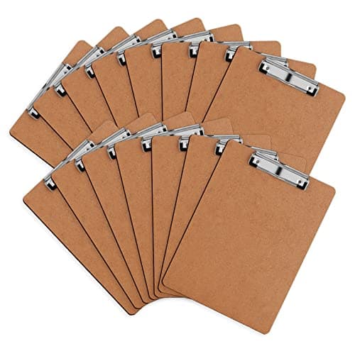 Clipboard, HERKKA 15 Pack Hardboard Office Clipboards Standard A4 Letter Size Clipboard with Low Profile Clip, Size 12.5 x 9 Inch