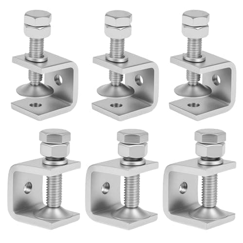 304 Stainless Steel C Clamps Mini 0.8 Inch for Mounting, Heavy Duty Metal U Clamps for Metal Working, Small Desk Clamp with Stable Wide Jaw Opening & Protective Pads/I-Beam Design(6Pcs)