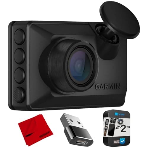 Garmin Dash Cam X110 Compact 1080p HD with 140-degree Field of View Bundle with 2 YR CPS Enhanced Protection Pack, Deco Gear Microfiber Cleaning Cloth & Converter Adapter Type C Adapter