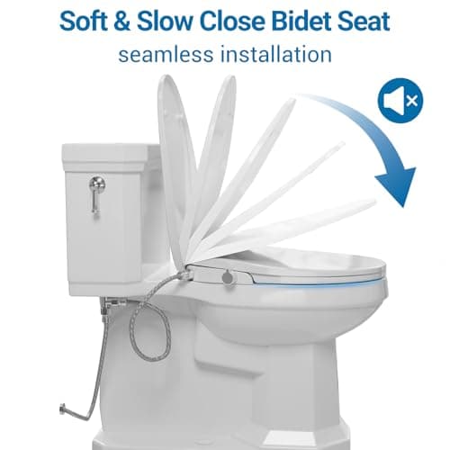 GarveeTech Round Non-Electric Bidet Toilet Seat, Self Cleaning Dual Nozzles Toilet Seat with Soft Close Lid, Quiet-Close Design and Adjustable Water Spray, White Bidet Attachment for Round Toilets 5
