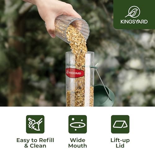 Kingsyard Tube Bird Feeders for Outdoors Hanging, Wild Bird Feeder with 6 Feeding Ports, Easy to Clean & Refill, 2 lbs Seed Capacity, Great for Attracting Finches, Cardinals (Green) 6