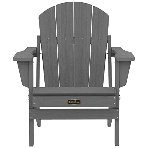 SERWALL Folding Adirondack Chair for Patio Garden Outdoors Fire Pit- (Folding Gray) 12