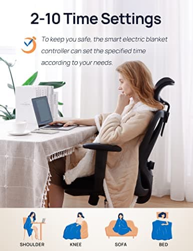 Westinghouse Wearable Heated Throw Blanket, Electric Heated Wrap Poncho Shawl with Pockets, 6 Heating Levels & 2 to 10 Hours Time Settings, 50 x 60 Inch, Beige 4