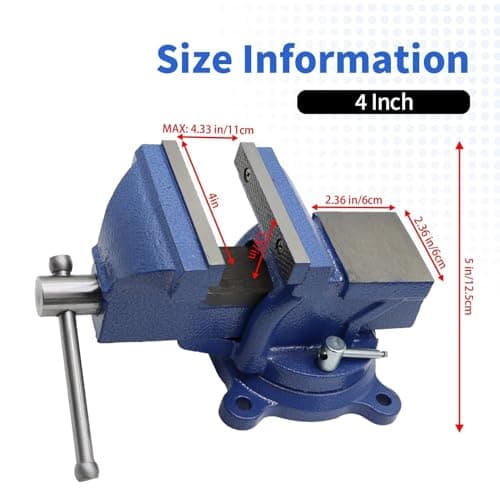 Nakkaa 4" Bench Vise Ductile Cast Iron Bench Vise with 360° Flexible Swivel Locking Base Heavy Duty Home Work 4 Inch Bench Vice 11IB/5KG 5