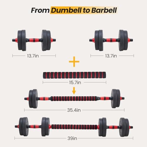 NEWBULIG Adjustable Dumbbell Set, 20 lbs Free Weights Set 4 in 1, Used as Dumbbell, Barbell, Weight Plate, Fitness Exercises for Home Gym, Women and Men Equipment 6