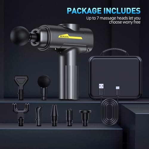 SORUDEL Massage Gun,Massage Gun Deep Tissue for Pain Relief with 7 Massage Heads & 6 Speeds and Carrying Case (Grey) 9