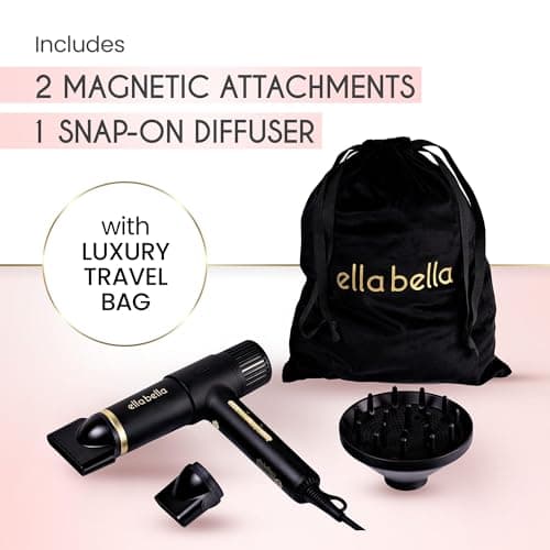 ELLA BELLA® Ionic Salon Hair Dryer with Diffuser • Negative Ion Blow Dryer • for All Hair Types • Intelligent Heat & Speed Control • Lightweight & Low-Noise Design • Rapid Drying & Precision Styling 7