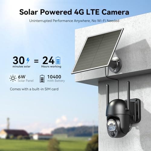 SEHMUA 4G LTE Dual Lens Cellular Security Camera, 12X Hybrid Zoom, No WiFi Needed Outdoor Surveillance, Solar Powered, 2K Color Night Vision, 360° View, Built-in SIM Card, IP65 5