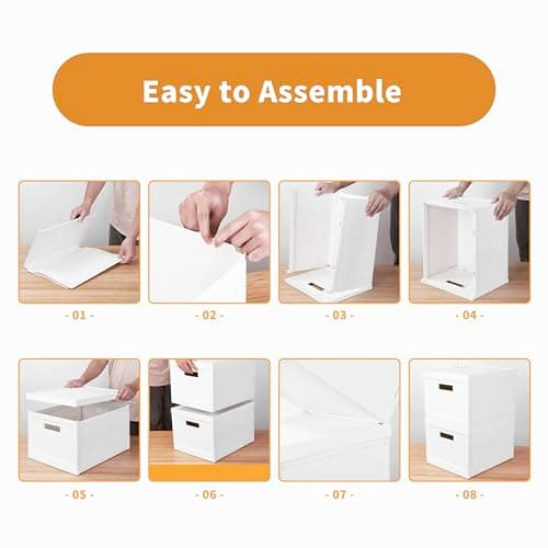 Seseno File Organizer File Box with Lid, Universal Hanging File Organizer, Letter/Legal Size File Folder Box, 2 Pack Plastic Office Document Filing Storage Bin 6