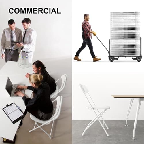 TRINEAR 10 Pack White Folding Chairs, Portable Party Chairs, Plastic Folding Chair,Stackable Commercial Seats with Steel Frame for Office Wedding Party Patio Dinning Events, 350lbs Capacity 6