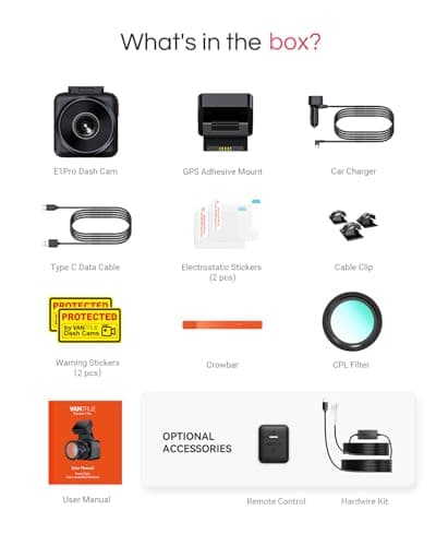 Vantrue E1 Pro 4K Mini Dash Cam Front, STARVIS 2 PlatePix HDR Night Vision Car Camera, Built-in 5G WiFi GPS, 1.54'' IPS Screen, Voice Control, 24/7 Buffered Parking Mode, Support 1TB Max 8