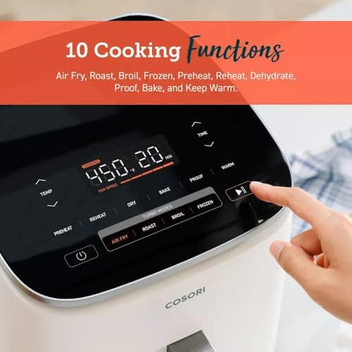 Cosoris 6qt TurboBlaze Smart Air Fryer Cream, 9-in-1 Cooking, 5 Speeds, 5L Capacity, Rapid Heating, Smart App & Voice Control, Dishwasher Safe Basket, Oil-Free Frying, LED Touchscreen 7