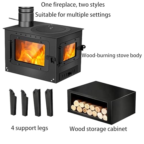FENGXCXY Indoor Wood-Burning Stove with Dual Viewing Windows, a Pellet Stove Capable of Heating Spaces from 200 to 750 Square Feet 5