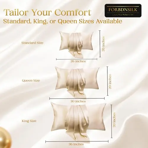 FORBDNSILK 100% Pure Mulberry Silk Pillowcase | Luxury 30 Momme 6a Grade for Ultimate Hair and Skin Care | Hidden Zipper | Mesh Bag Included | (White, Standard) 6