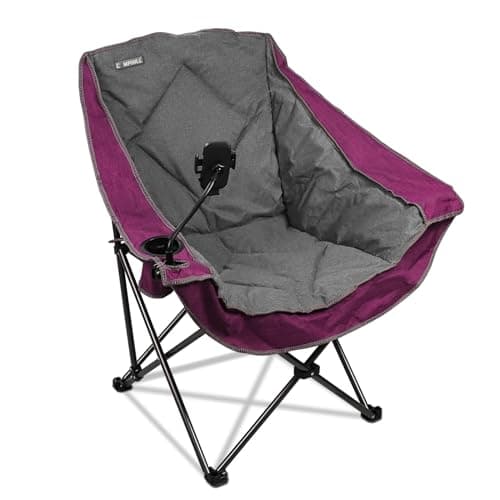 CAMPHILL Folding Camping Chair,Oversized Portable Camping Chair with Cup Holder and Phone Holder,Heavy Duty Padded Lawn Chair for Camping, Tailgates, Beach, and Sports