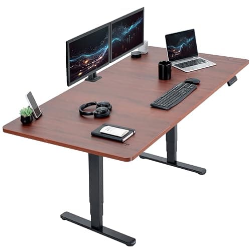 VIVO Electric 71 x 36 in Dual Motor Sit Stand Desk, Memory Height Adjustment, 2B Series, Dark Walnut Top Black Frame, DESK-KIT-2B7D-36