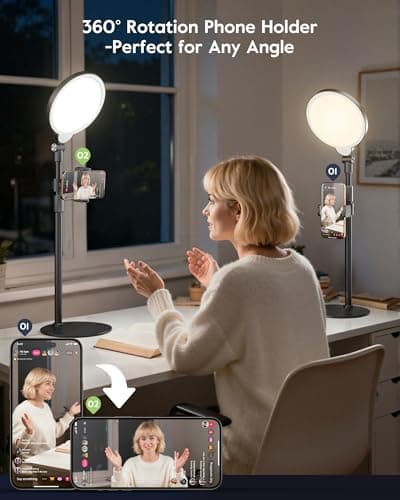 Dimmable Ring Light with Stand for Desk, Adjustable Desk Light for Video Recording, 30 Light Modes Video Conference Lighting, Zoom Lighting for Computer, Webcam, Podcast, Calls, Home Office, CRI 97.8 7