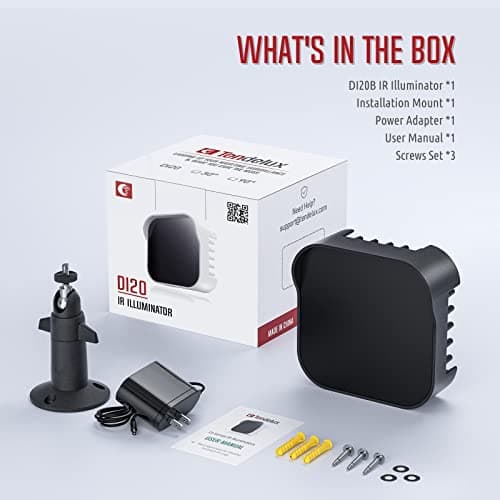 Tendelux DI20B IR Illuminator | Long Range Infrared Flood Light for Security Camera (Black, w/Power Adapter) 6