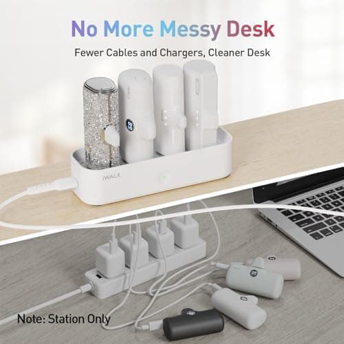 iWALK Charger Station for Portable Charger 4500mAh, 4800mAh, 5000mAh Power Bank for iPhone Charging Station Multiple USB-C Family-Sized Charger Station for Home(Station Only), White 5
