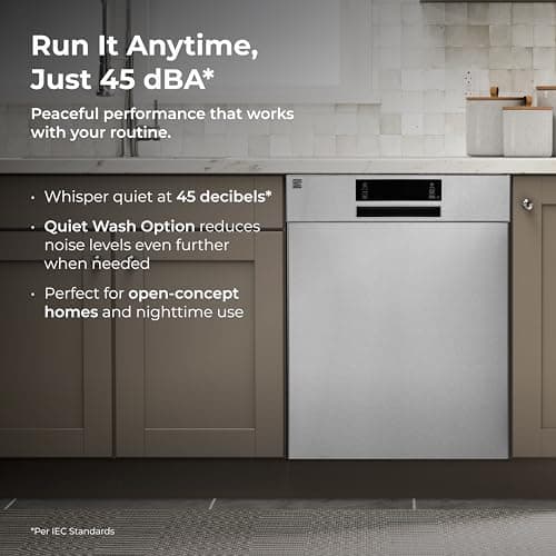 Kenmore 22-14605 24" Built-In Dishwasher - UltraWash Plus, TurboDry, SmartWash & EasyFlex Third Rack - 15 Place Settings - 45 DBA - ENERGY STAR Certified - 24" - Fingerprint Resistant Stainless Steel 7