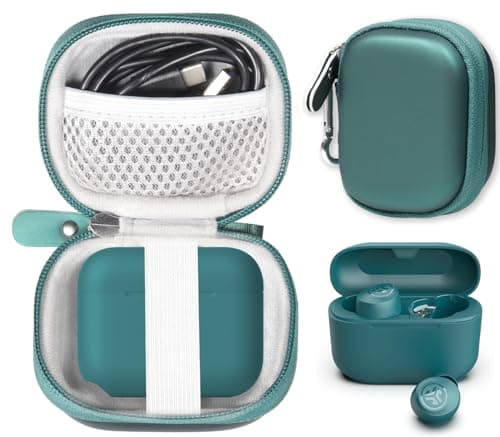 CaseSack Case for Lab Go Pop+, Go Air Pop, Air Tones+/ Tones, JBuds Mini True Wireless Earbuds, Compact Organizer for The Charger case and Charger Cord (Green)