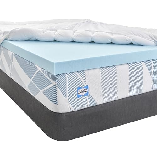 Sealy Dreamlife 3” Gel Memory Foam Queen Mattress Topper with 1” Quilted Cooling Cover, SealyComfort Gel Foam, SealyCool Poly Blend Cover 13