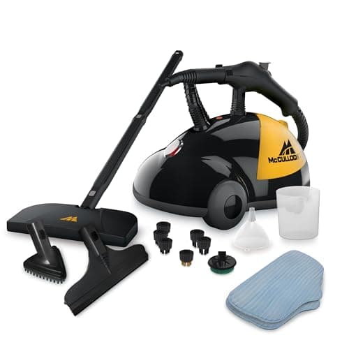 McCulloch MC1275 Heavy-Duty Steam Cleaner, 45 Minute Runtime, 18 Accessories: Mop Head, Brushes, & More - Built for Home, Tile, Grout, Carpet, Furniture, & Personal Car Detailing