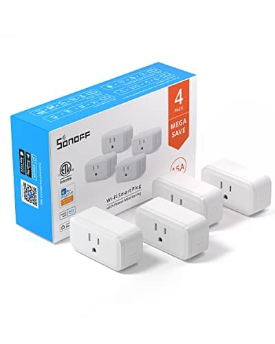 SONOFF S40 WiFi Smart Plug with Energy Monitoring, 15A Smart Outlet Socket ETL Certified, Work with Alexa & Google Home, IFTTT Supporting, 2.4 Ghz WiFi Only (4-Pack)