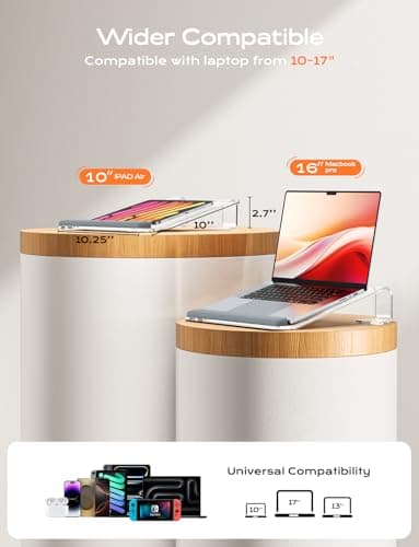 LOXP Acrylic Laptop Stand for Desk, Laptop Stand with Wrist Support, Ergonomic Detachable Laptop Riser, Acrylic Protable, Computer Stand for MacBook Air Pro, HP, Dell, XPS, HP (10-17") Laptops 6