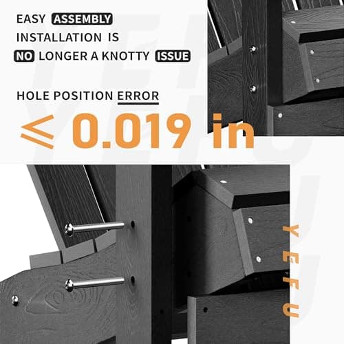 YEFU Adirondack Chair Weather Resistant: Outdoor Chair HIPS Plastic Adirondack Chairs - Patio Chairs with Wood Texture - Lawn Fire Pit Deck Porch Garden Chairs for Adults (Black) 8