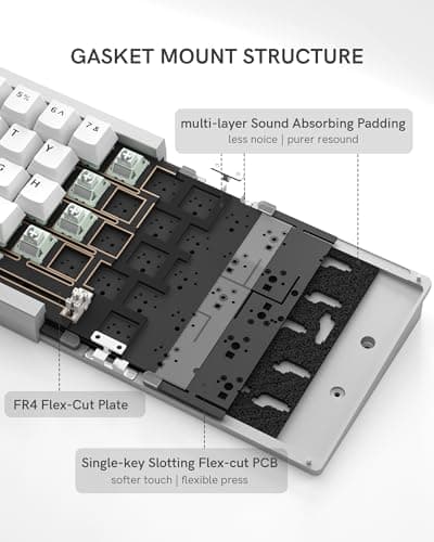 Womier SK65 Wireless Mechanical Gaming Keyboard with Knob, 60 Percent Aluminium Keyboard for PC, Bluetooth 5.0/2.4GHz/USB-C Wired, Hot Swappable Custom Lineaner Switch, RGB Backlit (Silver V2) 8
