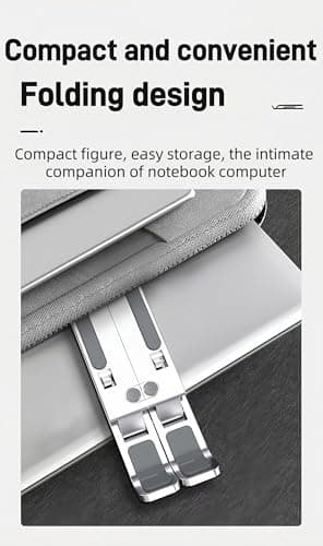 kpxidong Aluminum Alloy Laptop Senior - Upgraded Design+7 Angles Adjustable Aluminum Ergonomic Foldable Portable Desktop Holder Apply HP, Dell9-17” Laptops,Laptop Riser Laptop Accessories（Silvery） 8