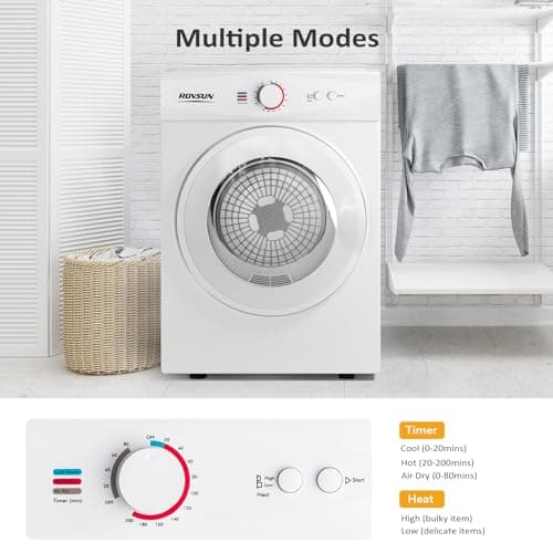 ROVSUN 1.8CuFt Portable Clothes Dryer and 17.8LBS Full-Automatic Washing Machine Set, Compact Laundry Washer and Dryer Combo Set with Stainless Steel Inner Tub, for Apartment, Dorms, Home 5