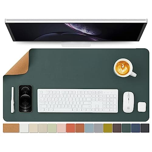 Cork Desk Mat - Dual-Sided Desk Pad for Office and Home - Desk Organization and Accessories - Ideal for Large Mouse Pad and Desk Mats on Top of Desks(Dark Green,80cmx 40cm)